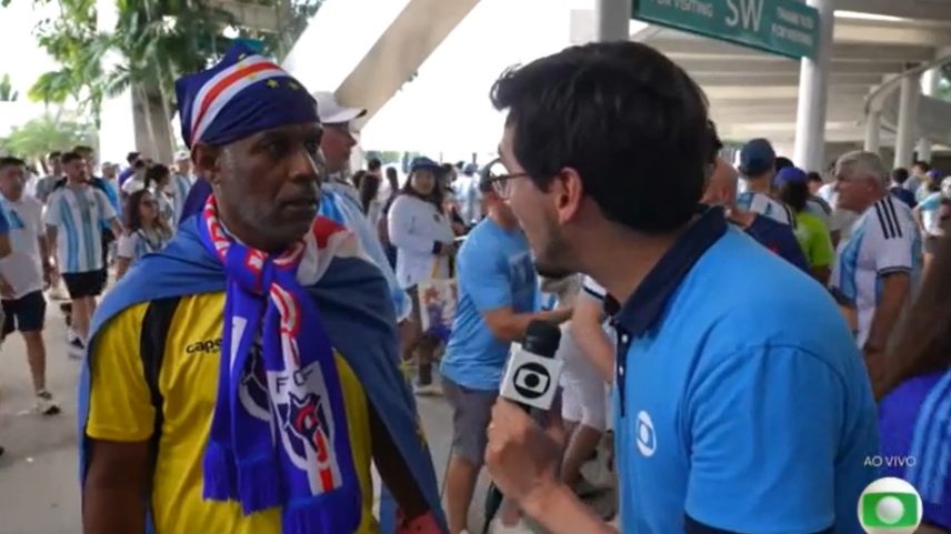 Repórter Nilson Klava entrevista sem querer pai de Vozinha, goleiro de Cabo Verde — Foto: Reprodução / TV Globo
