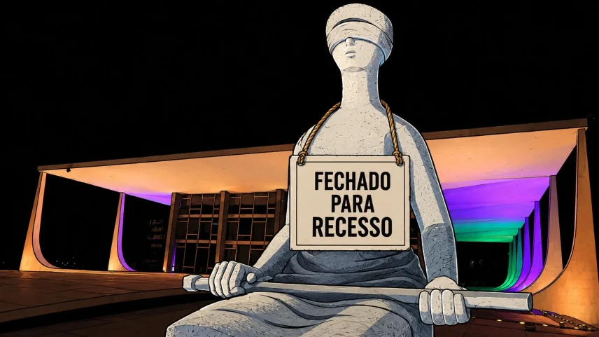 Recesso do Supremo cai como uma luva para quem deseja frear as investigações sobre Master e INSS. (Foto: Montagem com ChatGPT sobre foto de Luiz Silveira/STF)