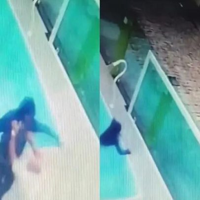 Homem joga ladrão na piscina após invasão de casa em Santa Catarina