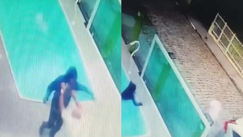 Homem joga ladrão na piscina após invasão de casa em Santa Catarina