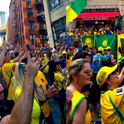 Torcida brasileira reage à remada Viking com Créu antes do jogo contra a Noruega