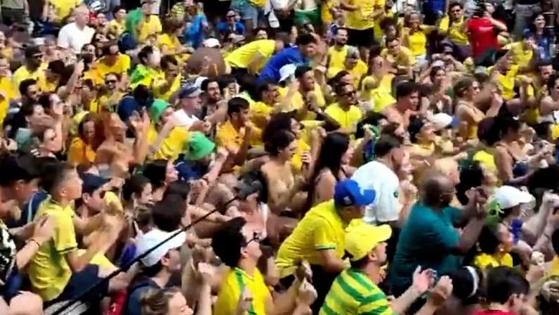 Torcida em Nova York cria versão brasileira da remada norueguesa