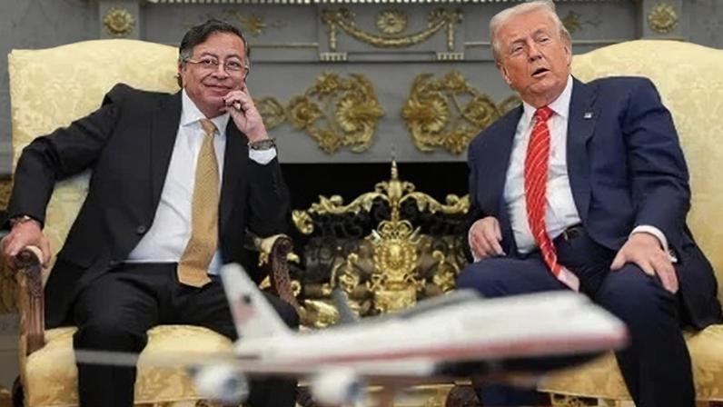 Gustavo Petro, presidente da Colômbia, e Donald Trump, presidente dos Estados Unidos, em reunião na Casa Branca
