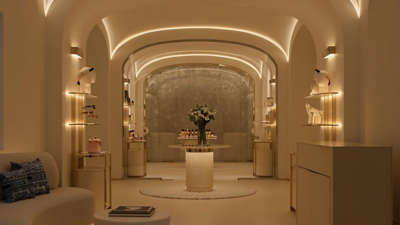 Uma das salas do Dior Spa Plaza Athénée que usam luzes de tecnologia LED para tratamentos que amenizam jet lags