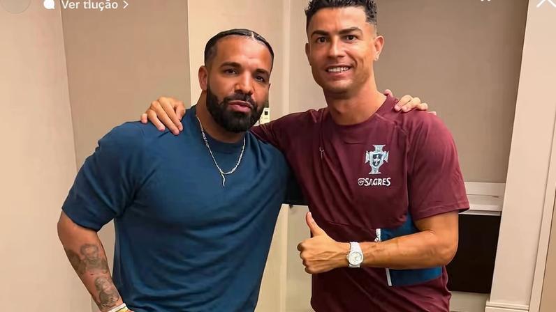 Cristiano Ronaldo posta foto ao lado de Drake — Foto: Reprodução