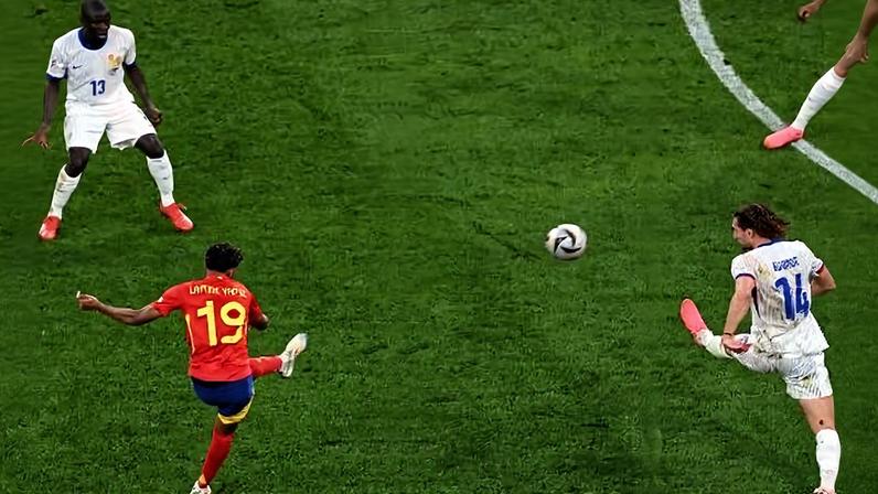 Yamal fez um golaço de fora da área em Espanha x França, duelo da Eurocopa