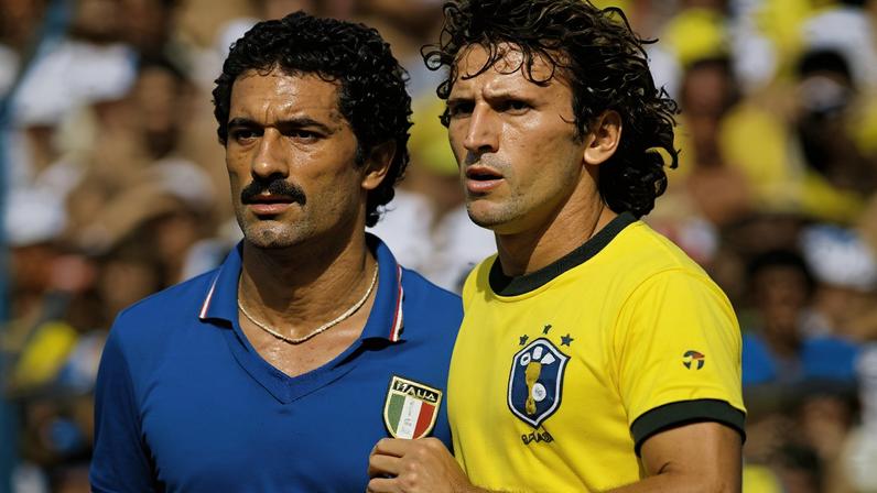 Zico do Brasil e Gentile da Itália, durante jogo na Copa do Mundo de 1982