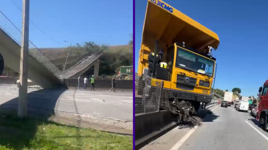 Passarela desaba após ser atingida por caminhão e deixa 2 mortos na Fernão Dias