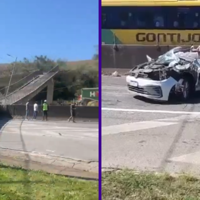 Passarela desaba após ser atingida por caminhão e deixa 2 mortos na Fernão Dias