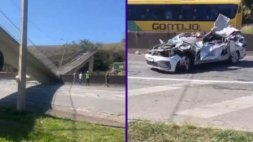 Passarela desaba após ser atingida por caminhão e deixa 2 mortos na Fernão Dias