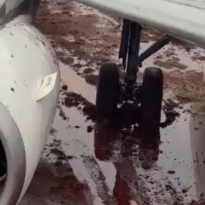 Avião sai da pista ao pousar e fica atolado na lama no Paraná