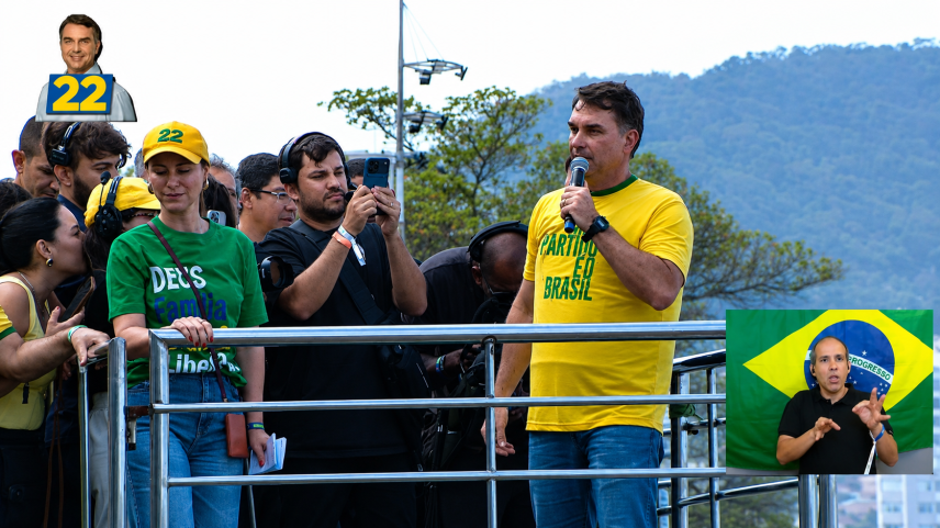 Flávio Bolsonaro lança campanha em Copacabana com críticas a Lula