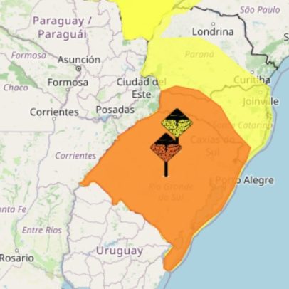 Sul do Brasil tem alerta laranja para tempestades e ventania