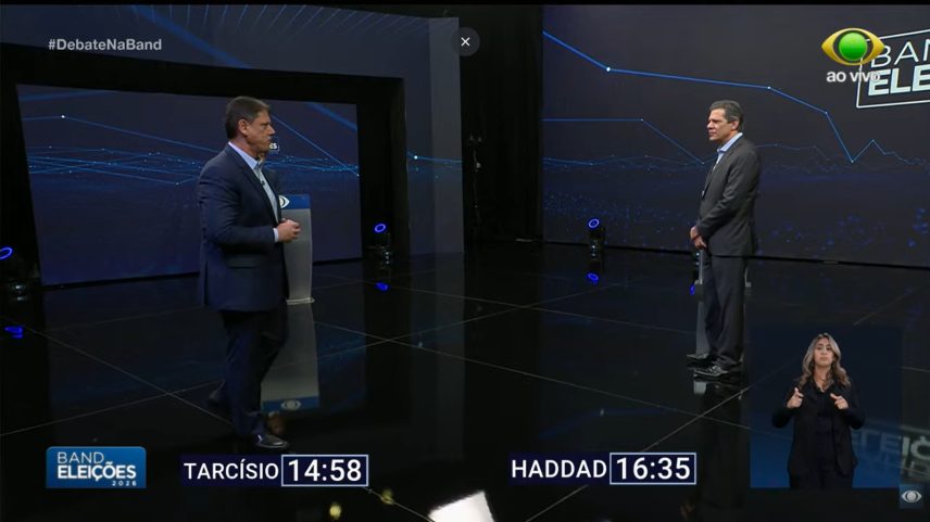 Tarcísio e Haddad divergem sobre educação e segurança pública em debate da Band