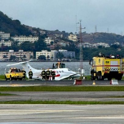 RJ: jatinho sai da pista ao pousar e suspende voos no Santos Dumont
