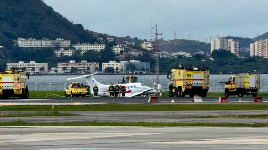 RJ: jatinho sai da pista ao pousar e suspende voos no Santos Dumont