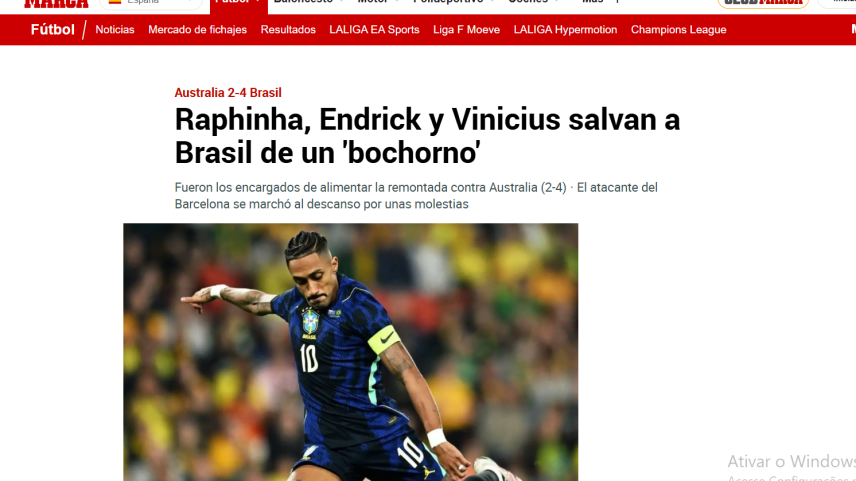 "Não é a mesma potência", diz jornal espanhol após vitória da Seleção