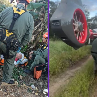 Vídeo: Idoso de 100 anos é resgatado de helicóptero após chuvas em SP
