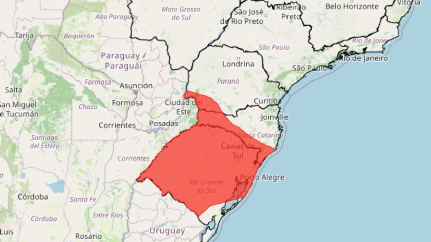 Inmet emite alerta vermelho para grande perigo em tempestades no Sul