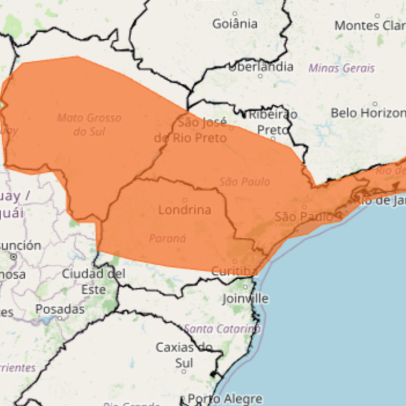 Inmet faz alerta de tempestades e ventos de 100 km/h em SP, RJ, PR e MS