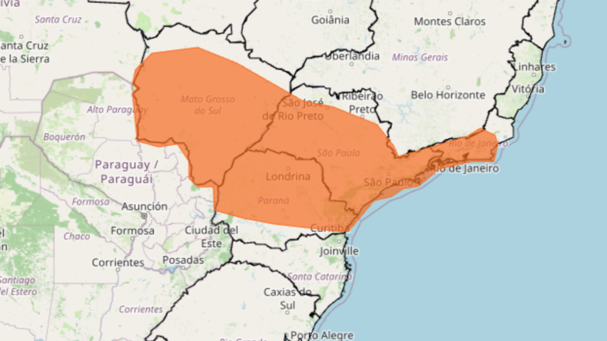Inmet faz alerta de tempestades e ventos de 100 km/h em SP, RJ, PR e MS