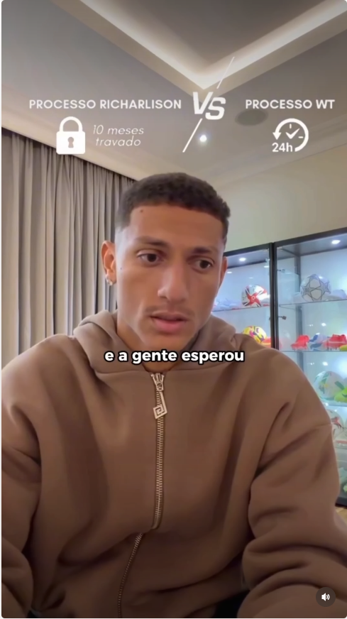 Print do video de Richarlison sobre a ilha em angra dos reis