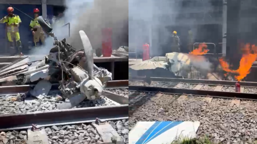 Avião de pequeno porte cai em pátio do metrô de BH e deixa um morto
