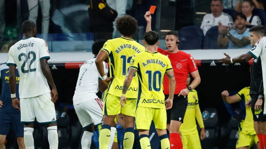 Vini Jr. tem gol anulado e é expulso em vitória do Real Madrid contra o Villarreal