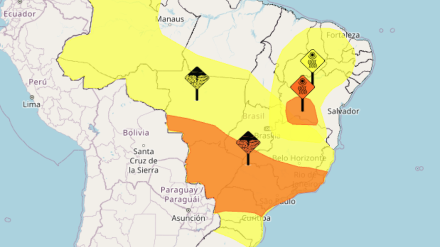 Inmet emite alerta laranja para tempestades em oito estados no Brasil