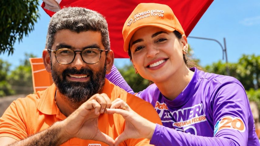 O candidato do Podemos, Dr. Daniel foi eleito em 1ª turno, com sua esposa, Alessandra Haber (Reprodução/Instagram)