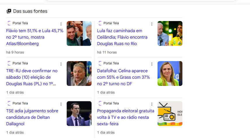 Como ver mais notícias do Portal Tela no Google