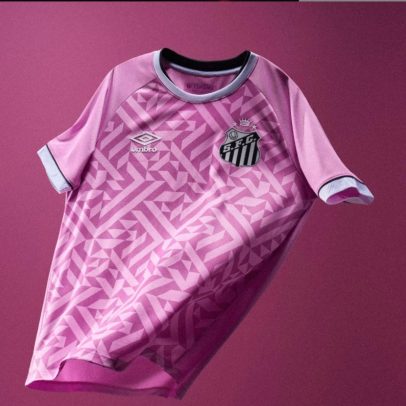 Santos lança camisa do Outubro Rosa com grafismos e selo da Femama