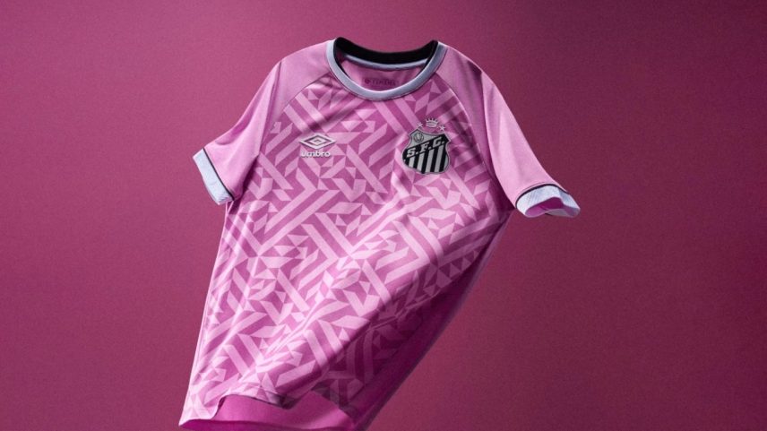 Santos lança camisa do Outubro Rosa com grafismos e selo da Femama
