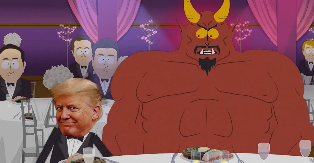 South Park lança episódio polêmico com Trump e Satanás após crise com a Casa Branca Segundo episódio da nova temporada volta a satirizar o presidente dos EUA (Foto: Reprodução)