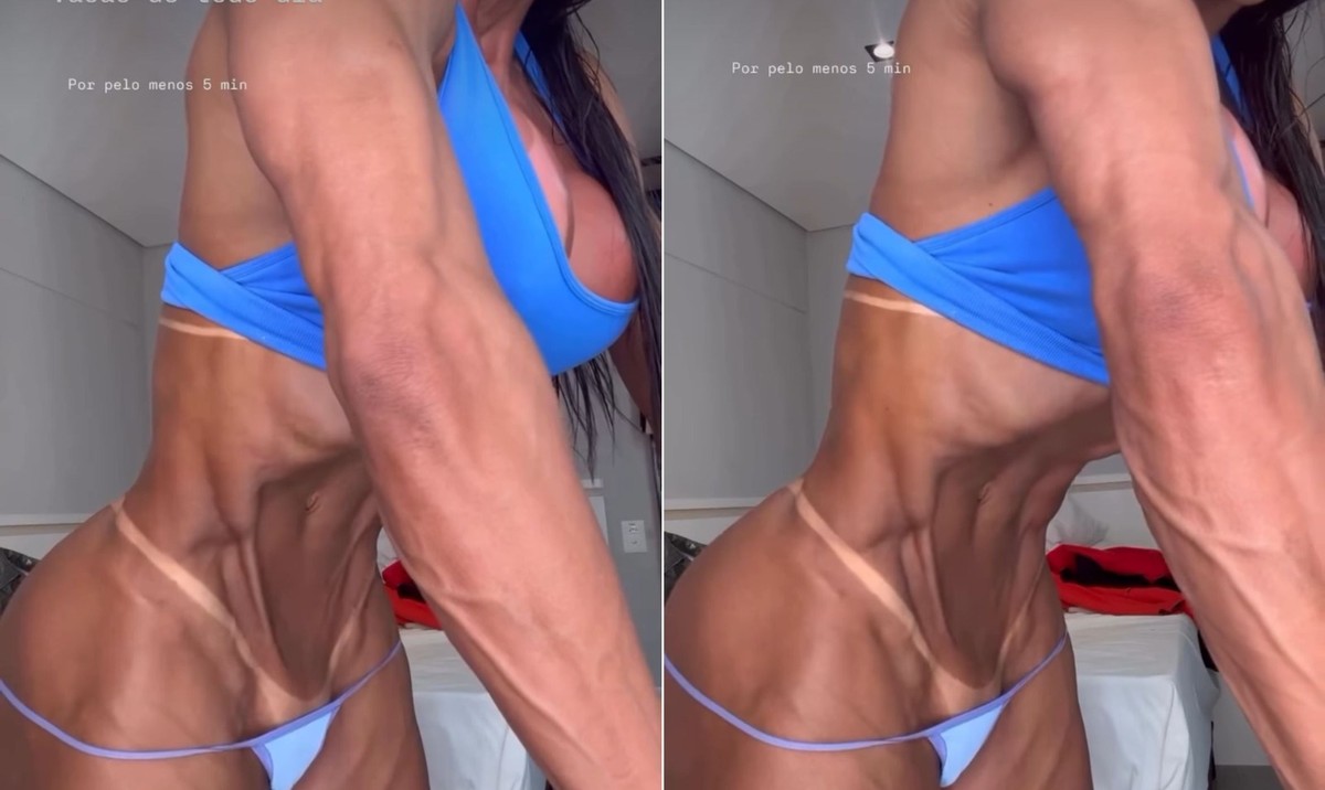 Gracyanne Barbosa impressiona ao revelar técnica do vacuum em vídeo viral Gracyanne Barbosa no vacuum (Foto: Reprodução/Instagram)