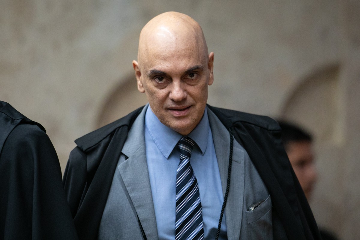 Ministro Alexandre de Moraes durante sessão plenária no STF. (Foto: Brenno Carvalho / Agência O Globo)