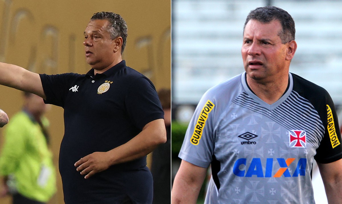 Técnico do Espérance, Maher Kanzari é comparado a Celso Roth por semelhança física (Foto: Franck Fife/AFP; Paulo Fernandes/Vasco)