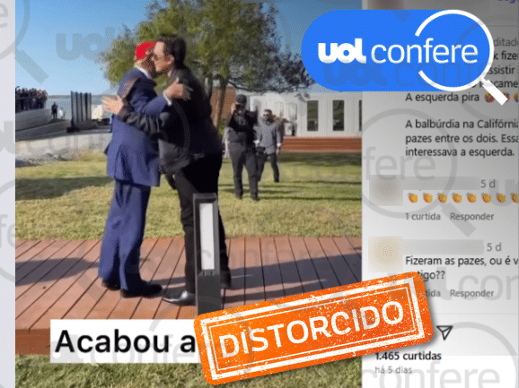 Posts usam vídeo antigo para insinuar que Trump e Musk fizeram as pazes (Foto: Arte/UOL sobre Reprodução/Instagram)