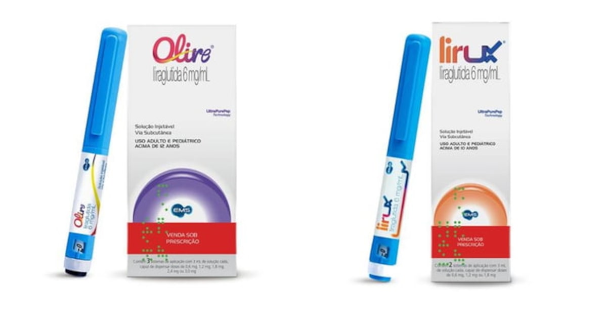 Canetas para obesidade 100% nacionais chegam às farmácias com preços acessíveis Olire e Lirux são versões nacionais de medicamentos que têm a liraglutida como princípio ativo (Foto: Divulgação/EMS)