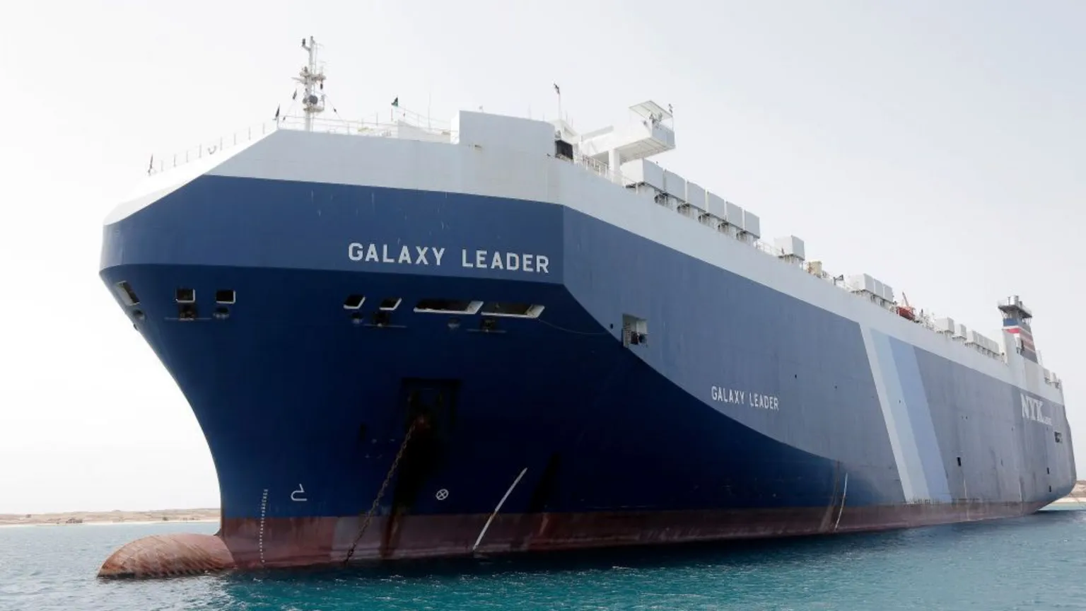 Israel afirma que o Galaxy Leader, um navio anteriormente sequestrado por rebeldes Houthi, estava entre os alvos - Foto: Mohammed Hamoud/Getty Images