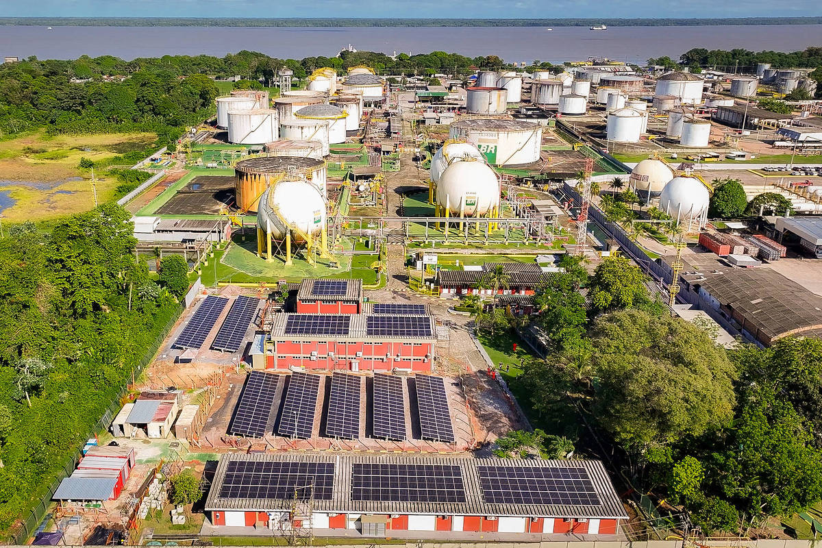 Usina solar no terminal de combustíveis da Transpetro em Belém. (Foto: Divulgação/Transpetro)
