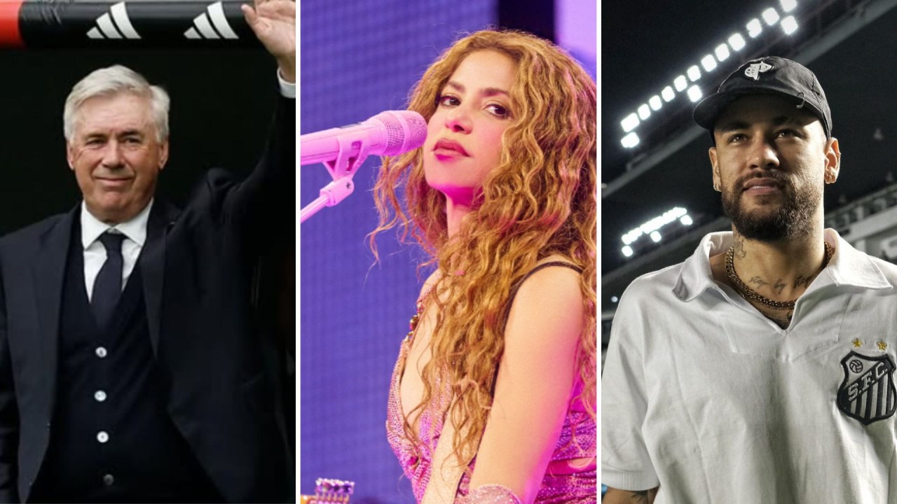 Justiça espanhola investiga Ancelotti, Shakira, Neymar, Messi e CR7 por irregularidades Ancelotti, Shakira e Neymar (Foto: Reprodução)
