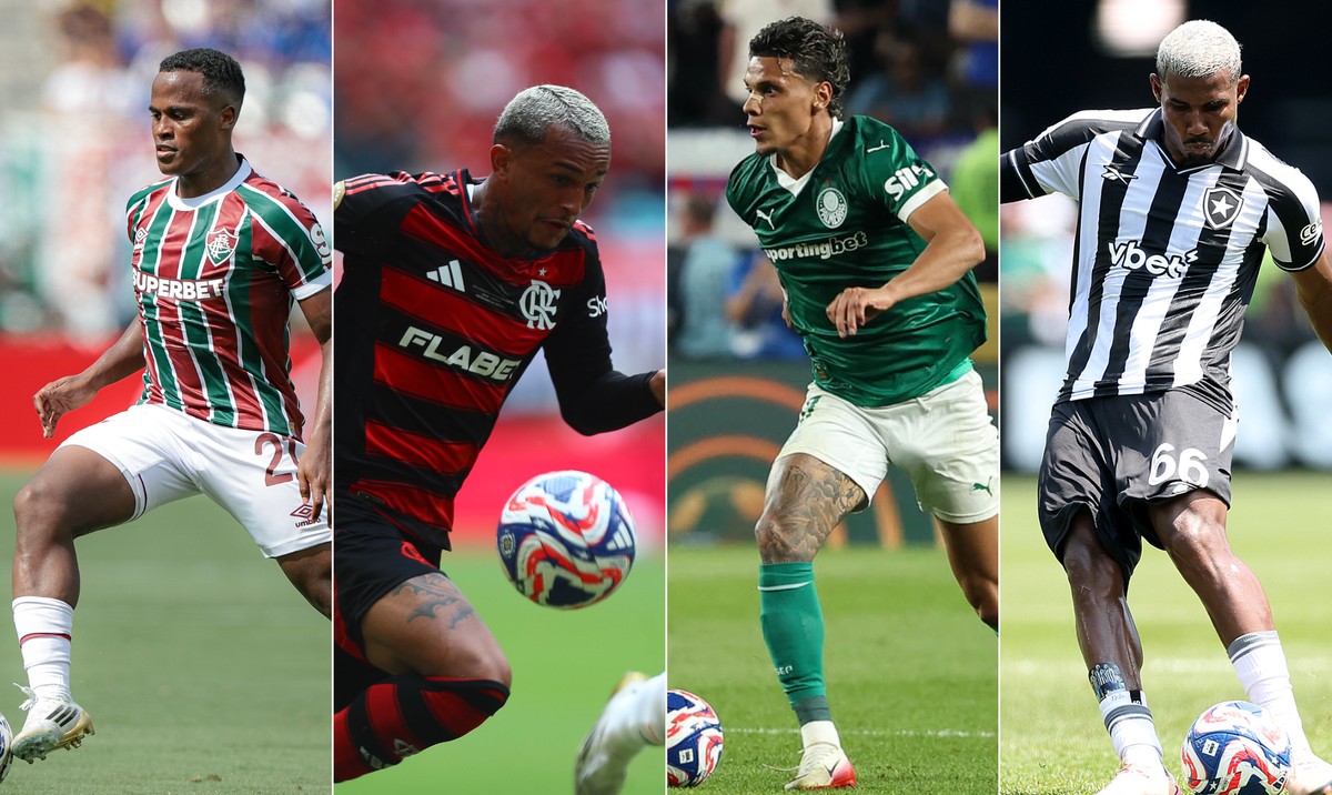 Clubes brasileiros buscam conter investidas de europeus após o Mundial Arias, Wesley, Richard Ríos e Cuiabano são jogadores que atraem interesse da Europa após Mundial — Foto: Marcelo Gonçalves/Fluminense; Gilvan de Souza/Flamengo; Cesar Greco/Palmeiras; Vitor Silva/Botafogo