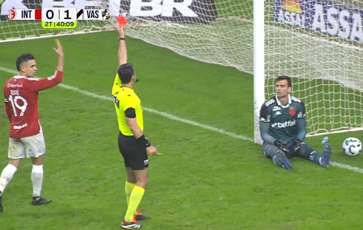 Goleiro Léo Jardim é expulso por 'cera' e exame revela lesão nas costas Expulsão do Léo Jardim (Foto: Reprodução)