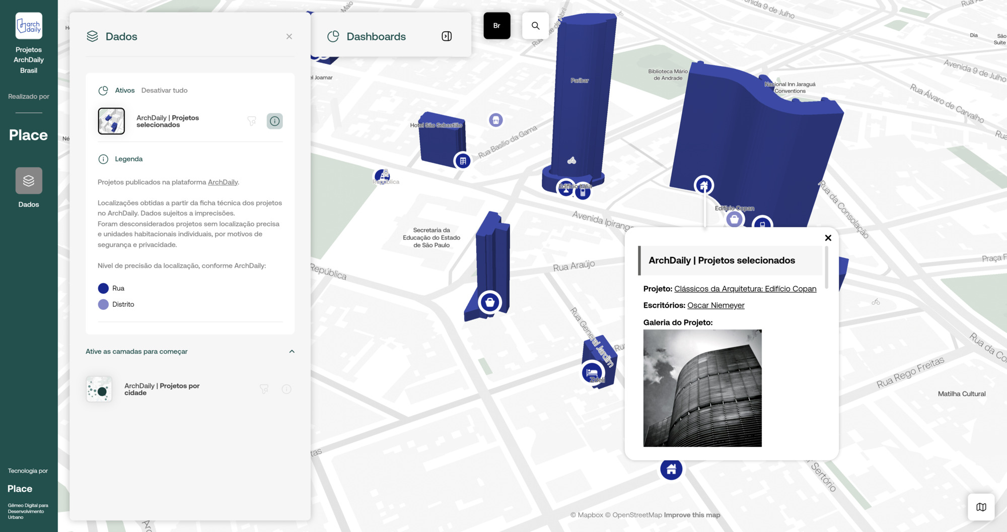 PLACE apresenta mapa interativo com todos os projetos do ArchDaily Brasil Foto: Reprodução