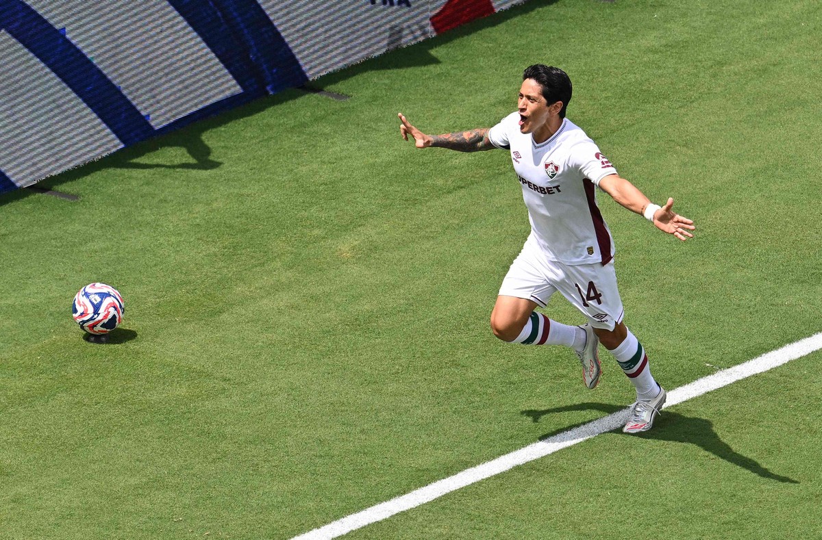 Copa do Mundo de Clubes registra recorde de audiência nas oitavas de final Cano comemora gol do Fluminense sobre a Inter de Milão (Foto: Federico PARRA / AFP)
