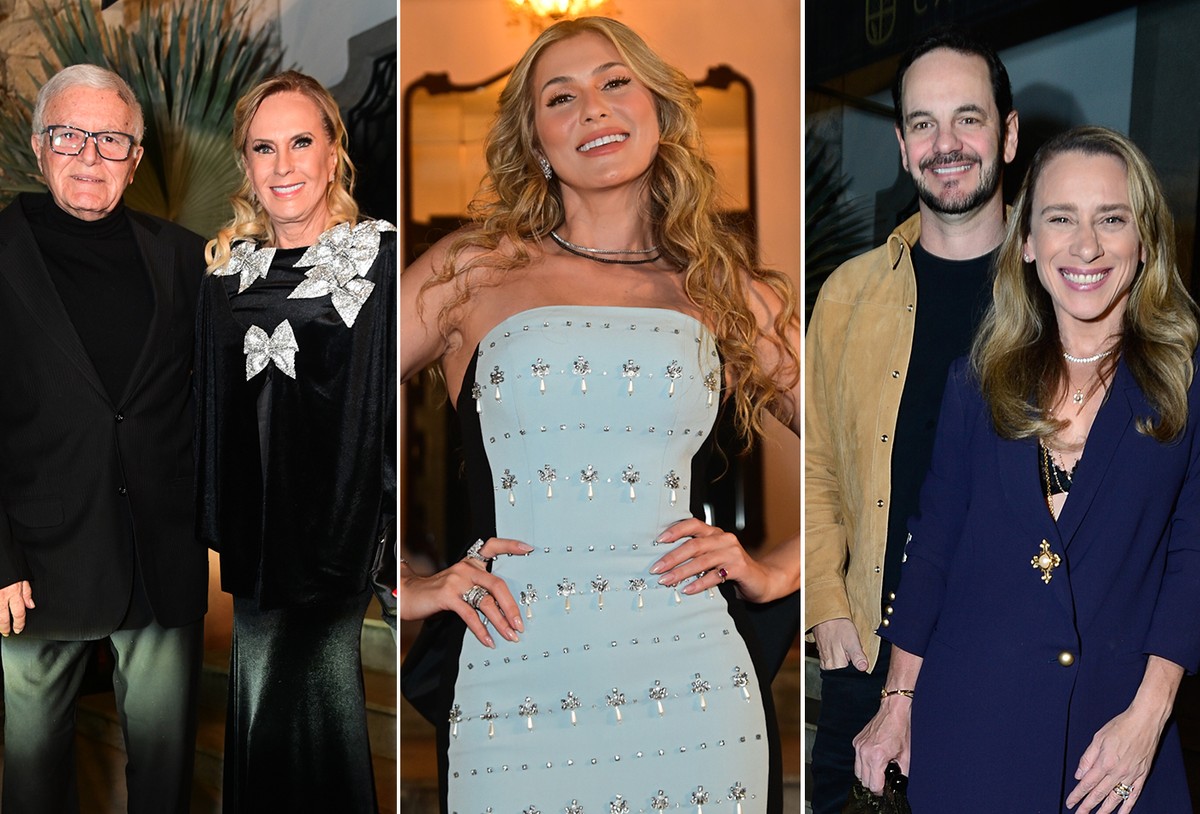 Lívia Andrade comemora 42 anos com festa luxuosa e convidados famosos em SP Fernando e Helô Pinheiro, Lívia Andrade, e Fred Pompeu e Lethicia Bronstein — Foto: Leo Franco/AgNews e Eduardo Martins/BrazilNews
