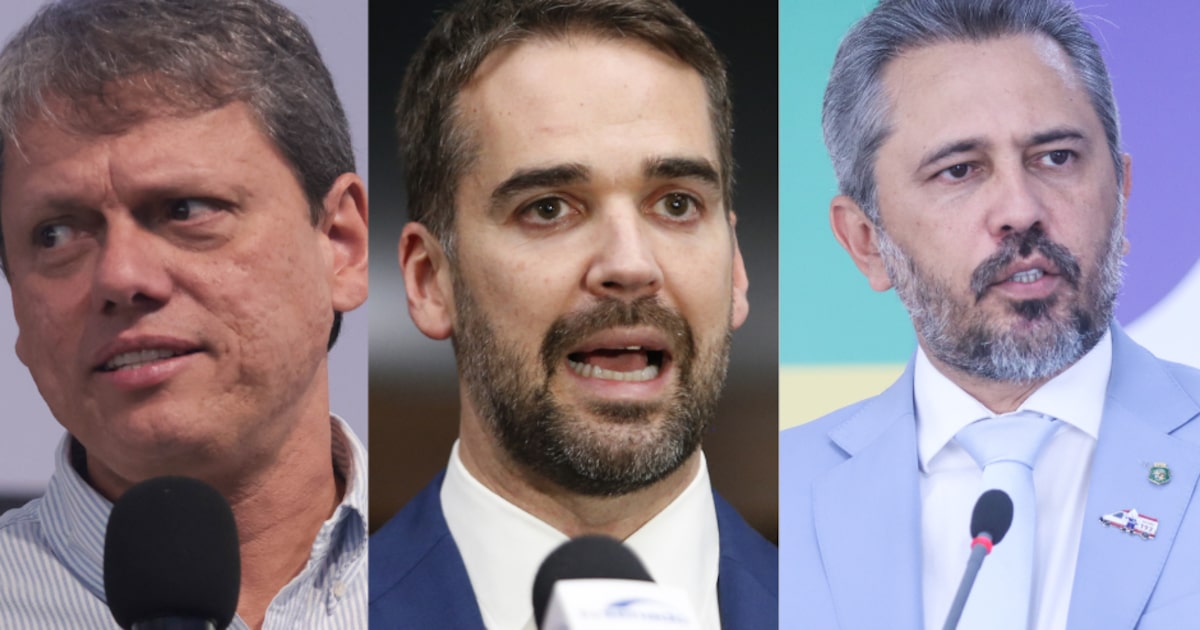Tarcísio de Freitas (São Paulo), Eduardo Leite (Rio Grande do Sul) e Elmano de Freitas (Ceará). Governos estaduais mantêm medidas a empresas afetadas por tarifaço dos Estados Unidos. (Foto: Werther Santana/Estadão, Wilton Junior/ Estadão e Valter Campanato/Agência Brasil)