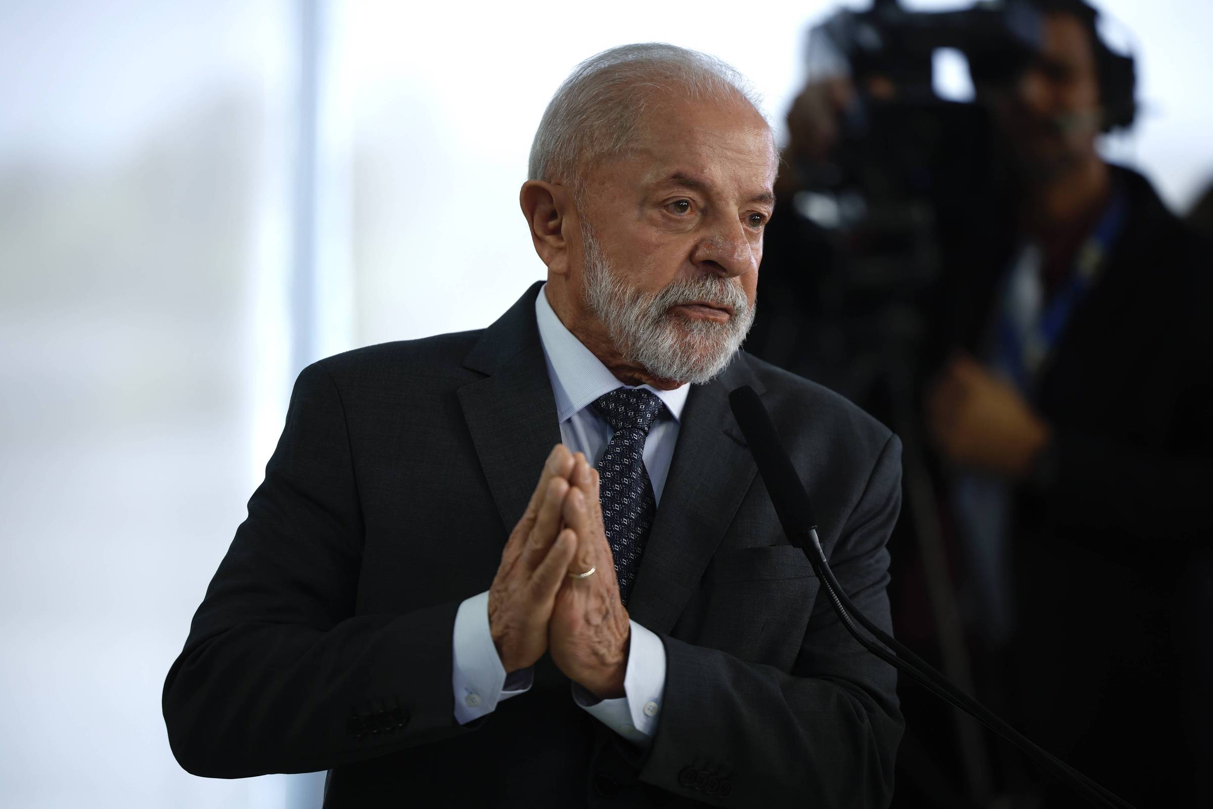 Presidente Lula (PT) durante coletiva de imprensa no Palácio do Planalto em um balanço do governo (Foto: Pedro Ladeira - 3.jun.2025/Folhapress)