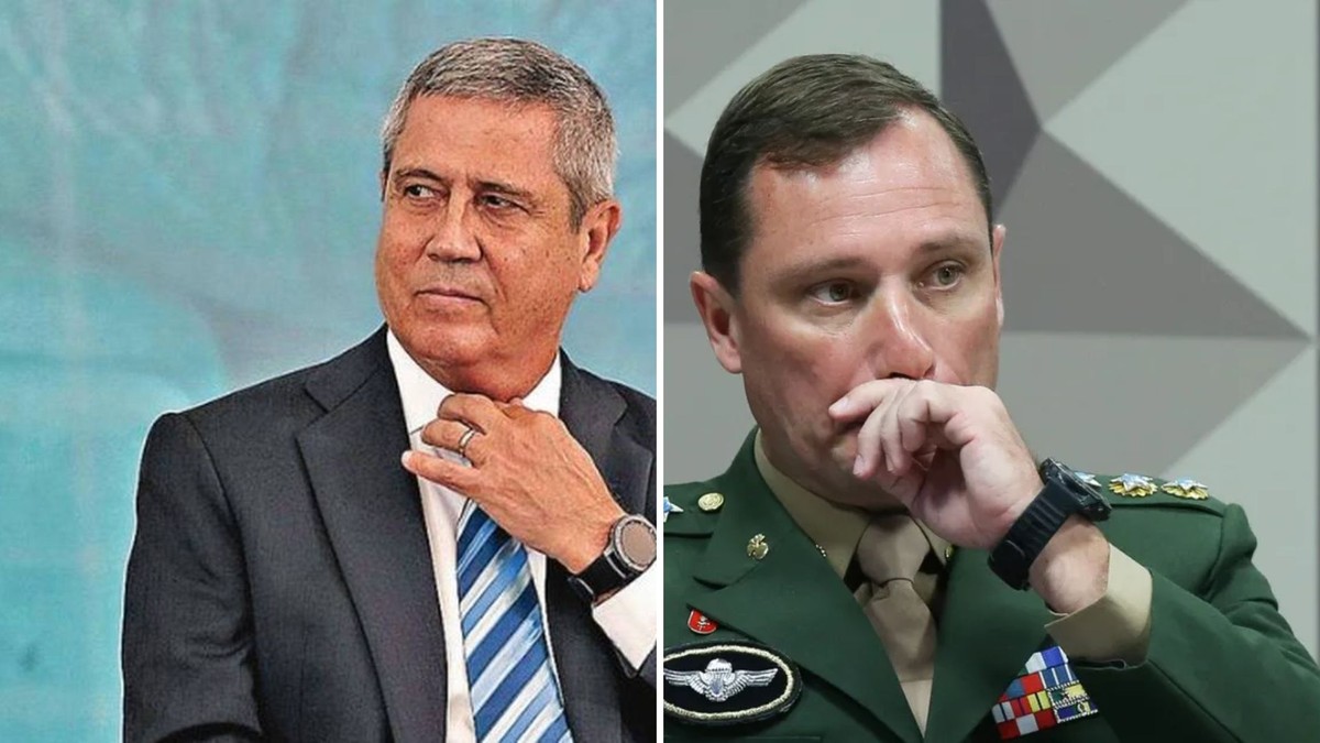 Mauro Cid se pronuncia sobre entrega de dinheiro em caixa de vinho na trama golpista O general Braga Netto e o tenente-coronel Mauro Cid — Foto: Jorge William/Agência O Globo e Lula Marques/Agência O Globo/11-07-2023